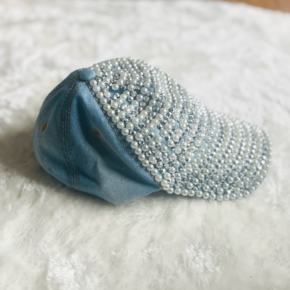 Y2K Blue Rhinestone Baseball Hat